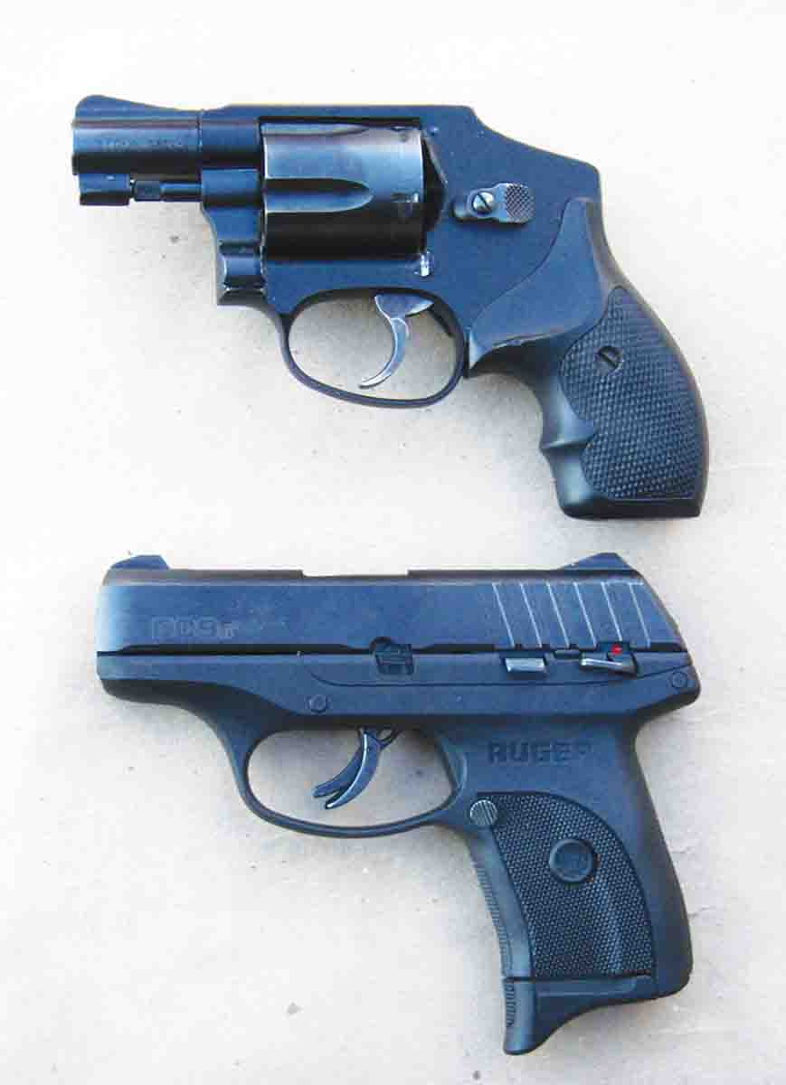 For size comparison, the EC9s 9mm Luger (bottom) is shown next to the popular Smith & Wesson J-frame five-shot .38 Special Model 442 (top).